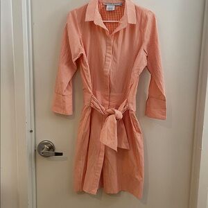 Gretchen Scott Wash & Wear Breezy Blouson Dress Orange Small EUC